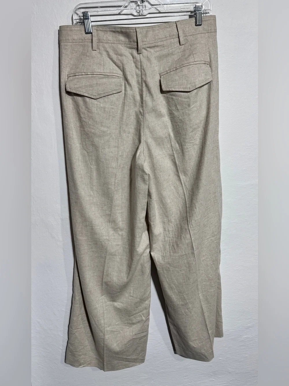 Banana Republic Wide-Leg High-Waist Linen Blend Pants trousers in Flax size 12